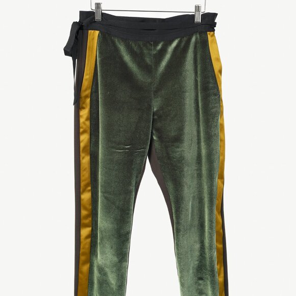 UNTTLD AW/18 Rafael Green Velvet Satin-Trim Trousers - Picture 2 of 9